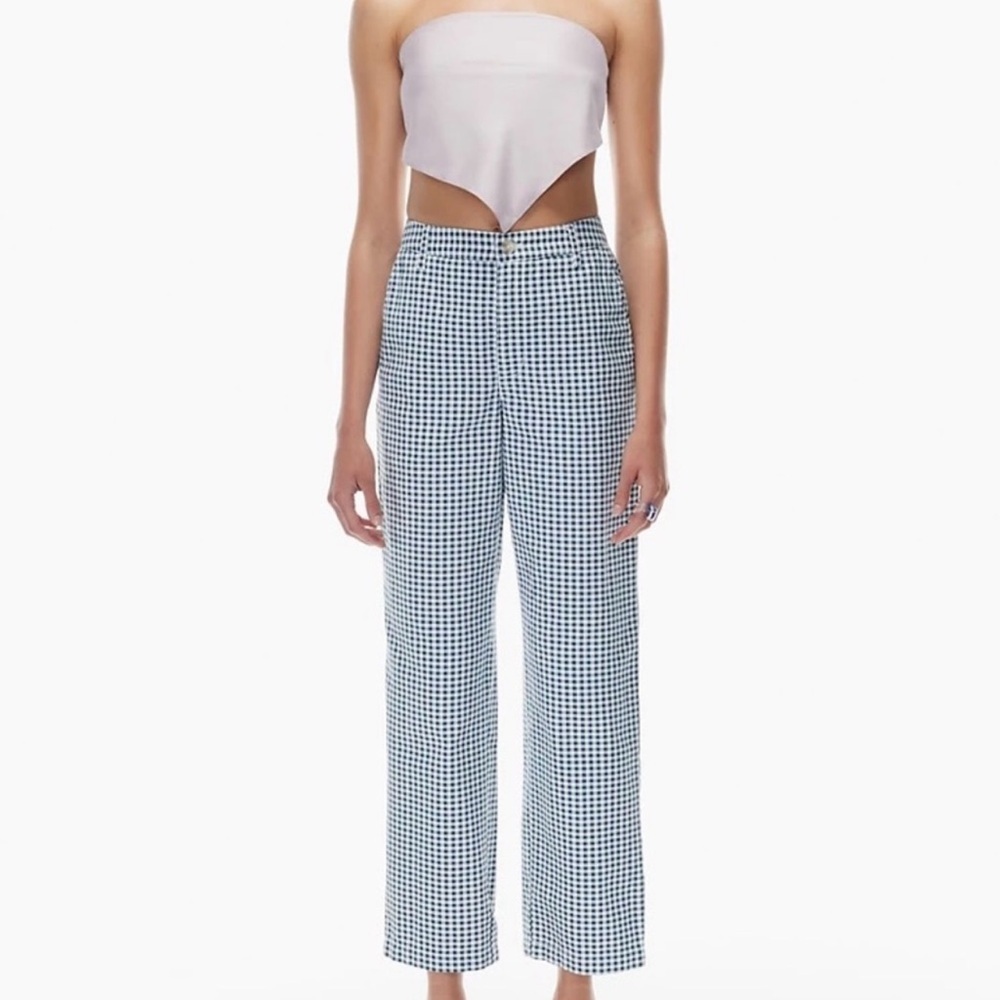 Aritzia Sunday Best Jaden Pant Gingham Teal/Lilac Size 6 Bohemian Colorful